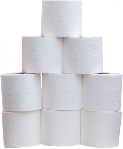 3-lagiges Toilettenpapier hochweiß, Zellstoff 72-Rollen à 250 Blatt die Rolle